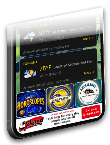 Banner sponsorship placements beneath station weather content