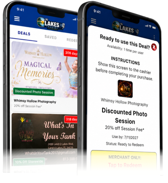 A digital coupon and redemption screen in the RadioActive app
